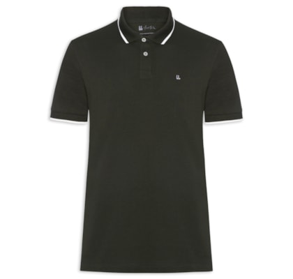 Pólo Masculina Piquet Manga Curta Friso - Verde