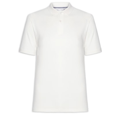 Polo Masculina Piquet Manga Curta - Off White