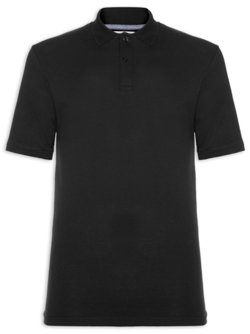 Polo Masculina Piquet Manga Curta - Preto