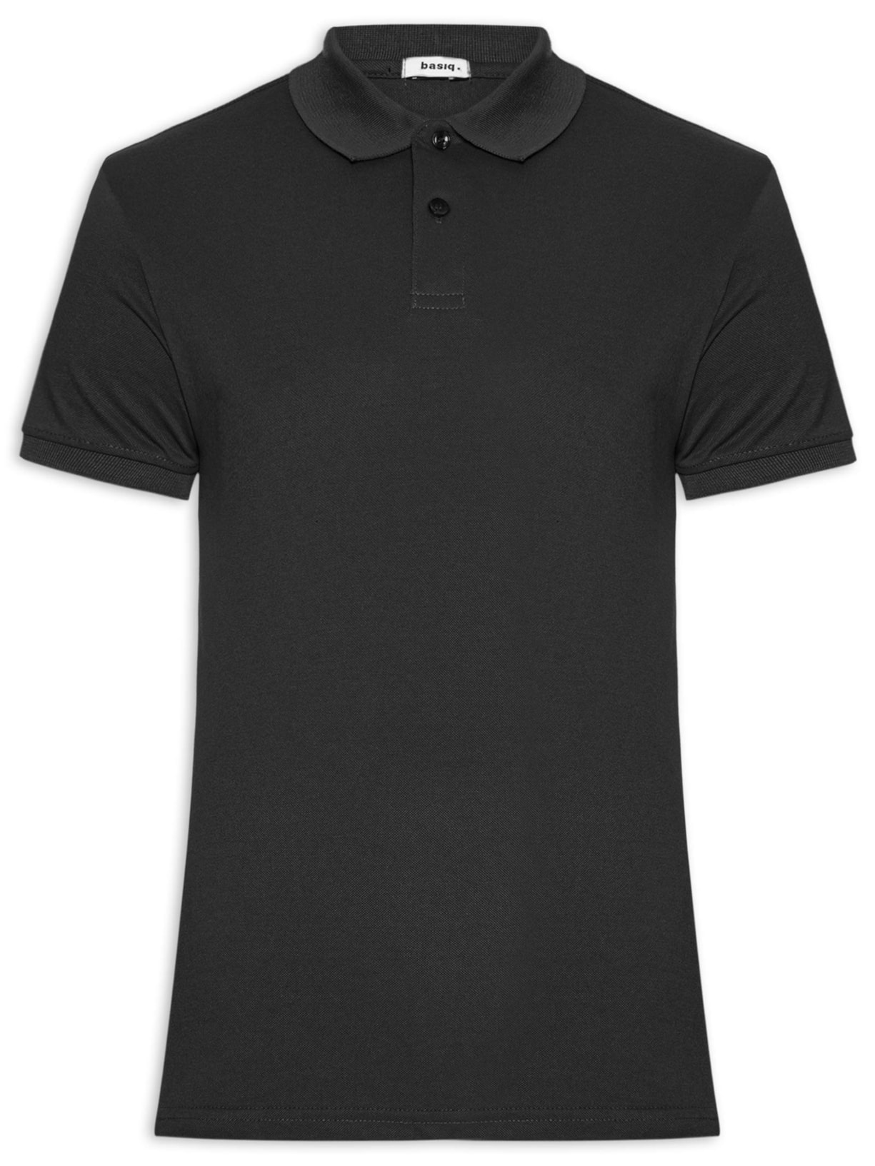 Polo Masculina Piquet Manga Curta Preto Basiq Men