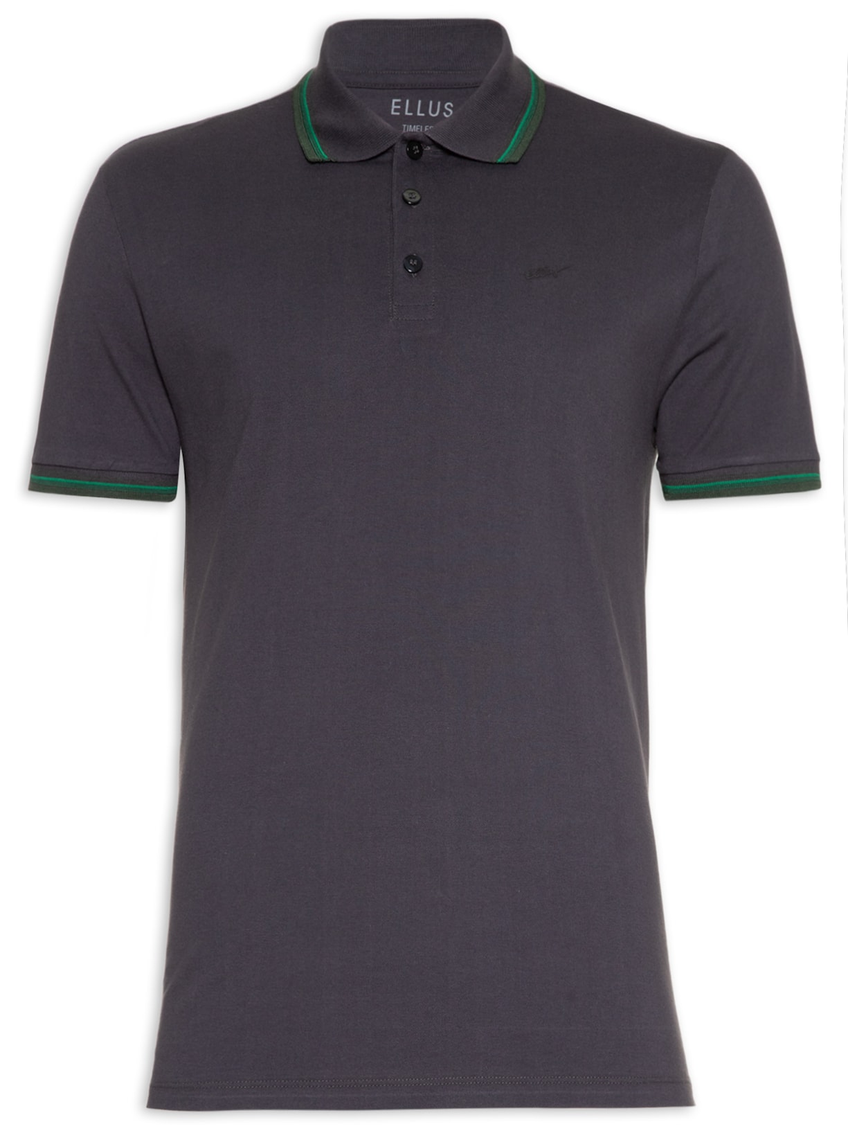 Polo Masculina Piquet Manual Classic Manga Curta Cinza Ellus