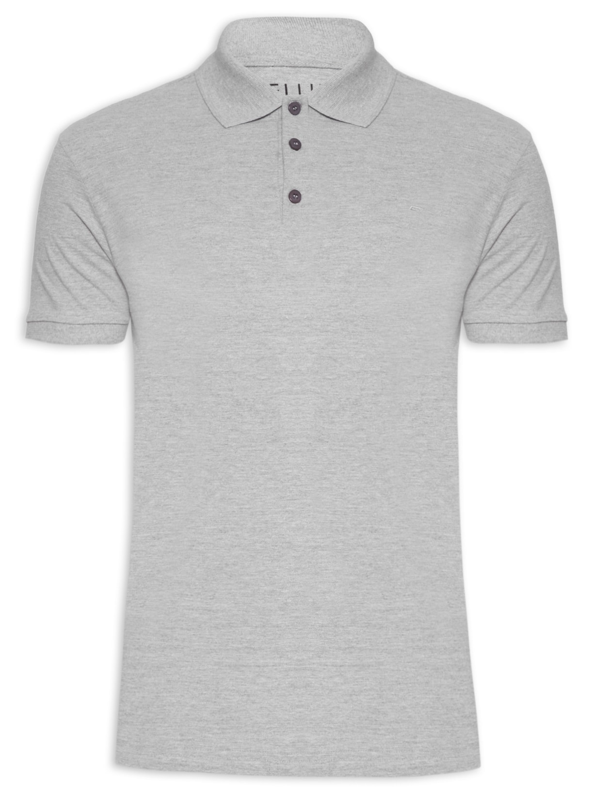 Polo Masculina Piquet Melange Easa Classic Manga Curta - Cinza