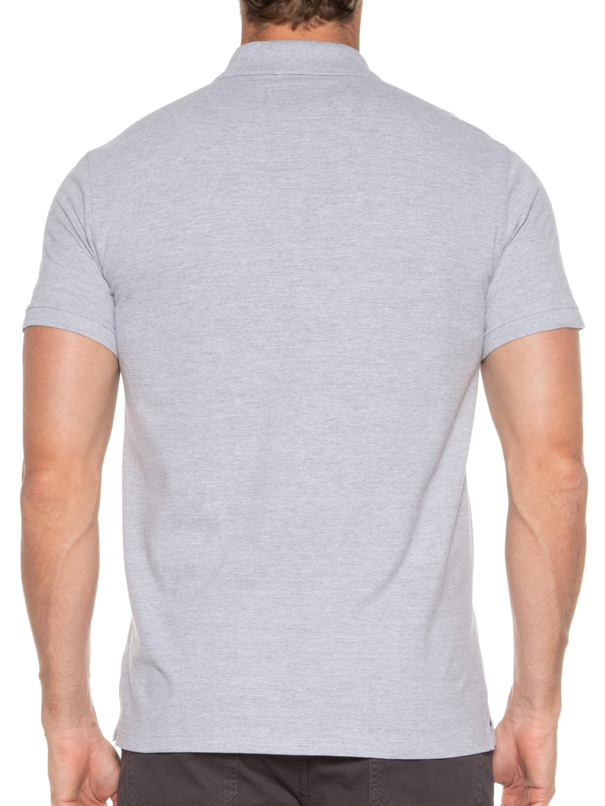 Polo Masculina Piquet Melange Easa Classic Manga Curta Cinza Ellus