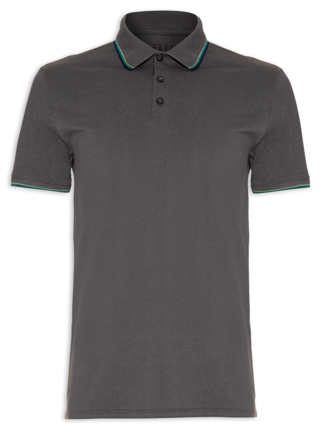 Polo Masculina Piquet Melange Easa Frisos Classic Manga Curta - Cinza