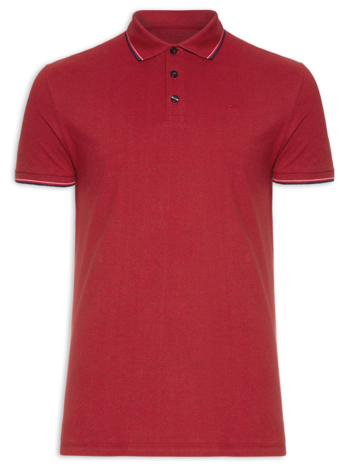 Polo Masculina Piquet Melange Easa Frisos Classic - Vermelho