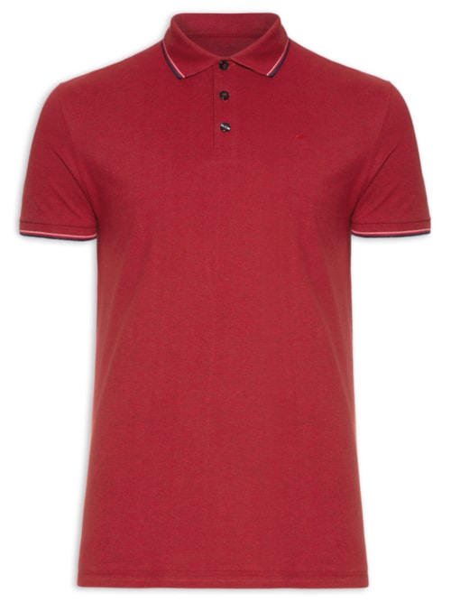 Polo Masculina Piquet Melange Easa Frisos Classic - Vermelho