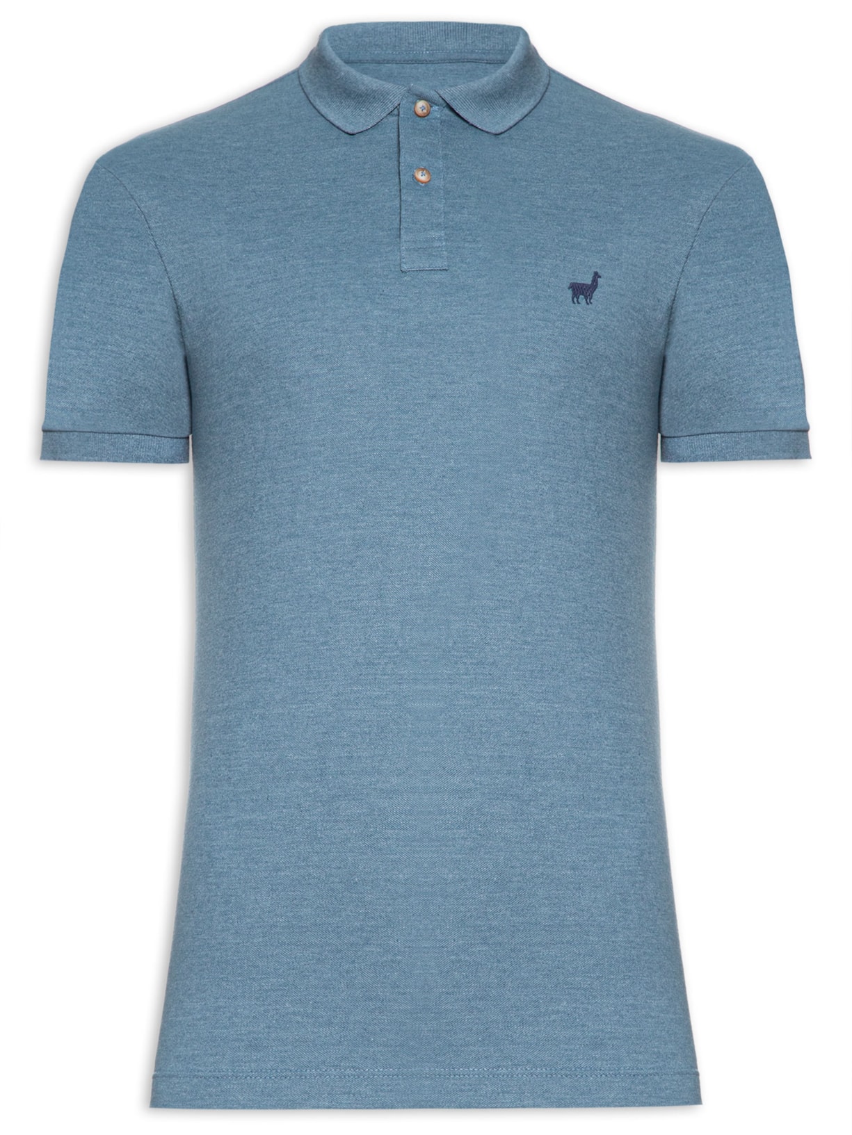 Polo Masculina Piquet Mescla Color - Azul