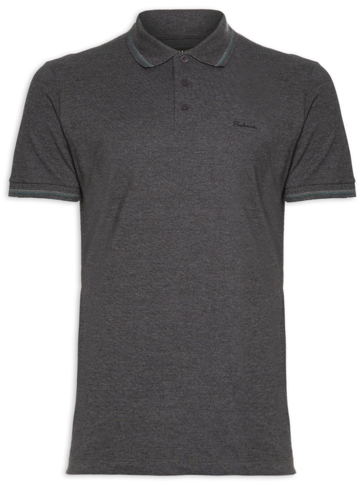 Polo Masculina Piquet Mescla Friso - Cinza