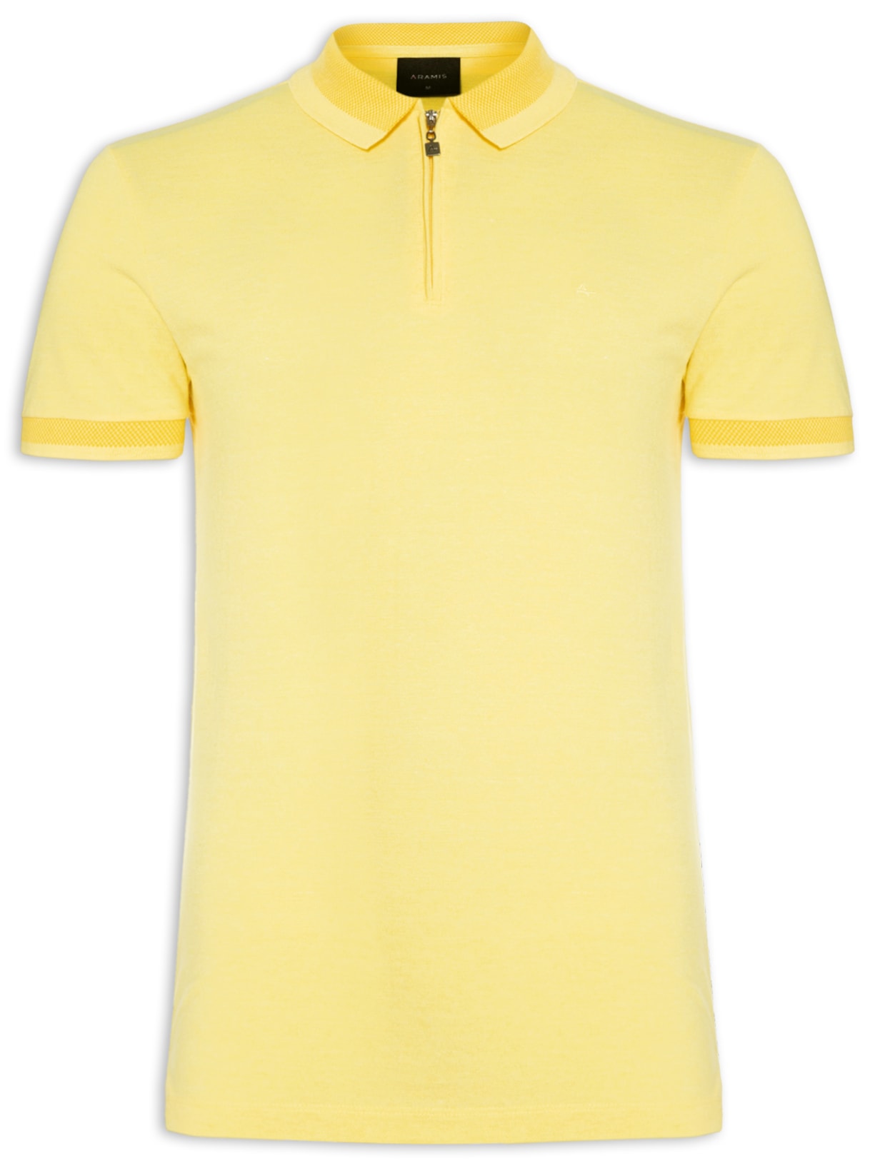 Polo Masculina Piquet Mouline Com Zíper - Amarelo