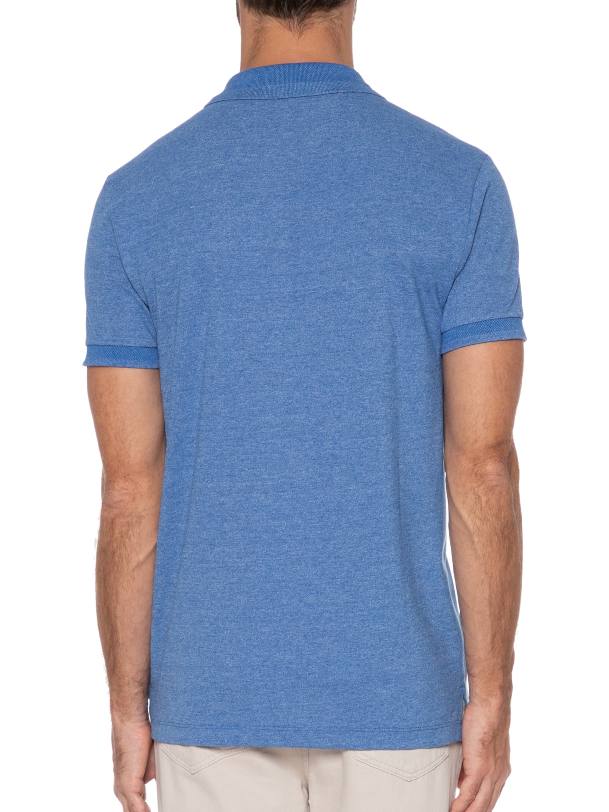 Polo Masculina Piquet Mouline Com Zíper Azul Aramis