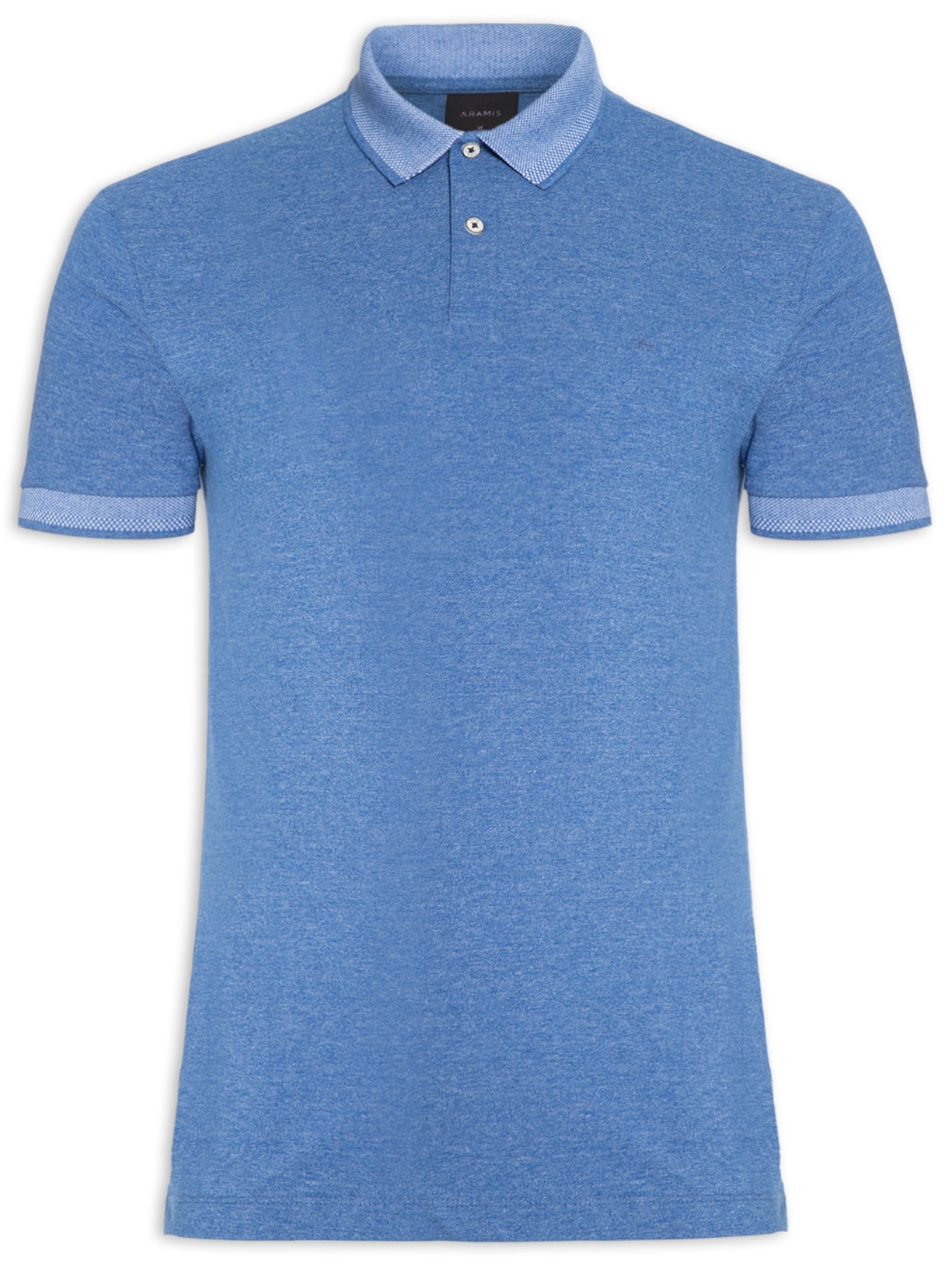 Polo Masculina Piquet Mouline Gola Carijo - Azul