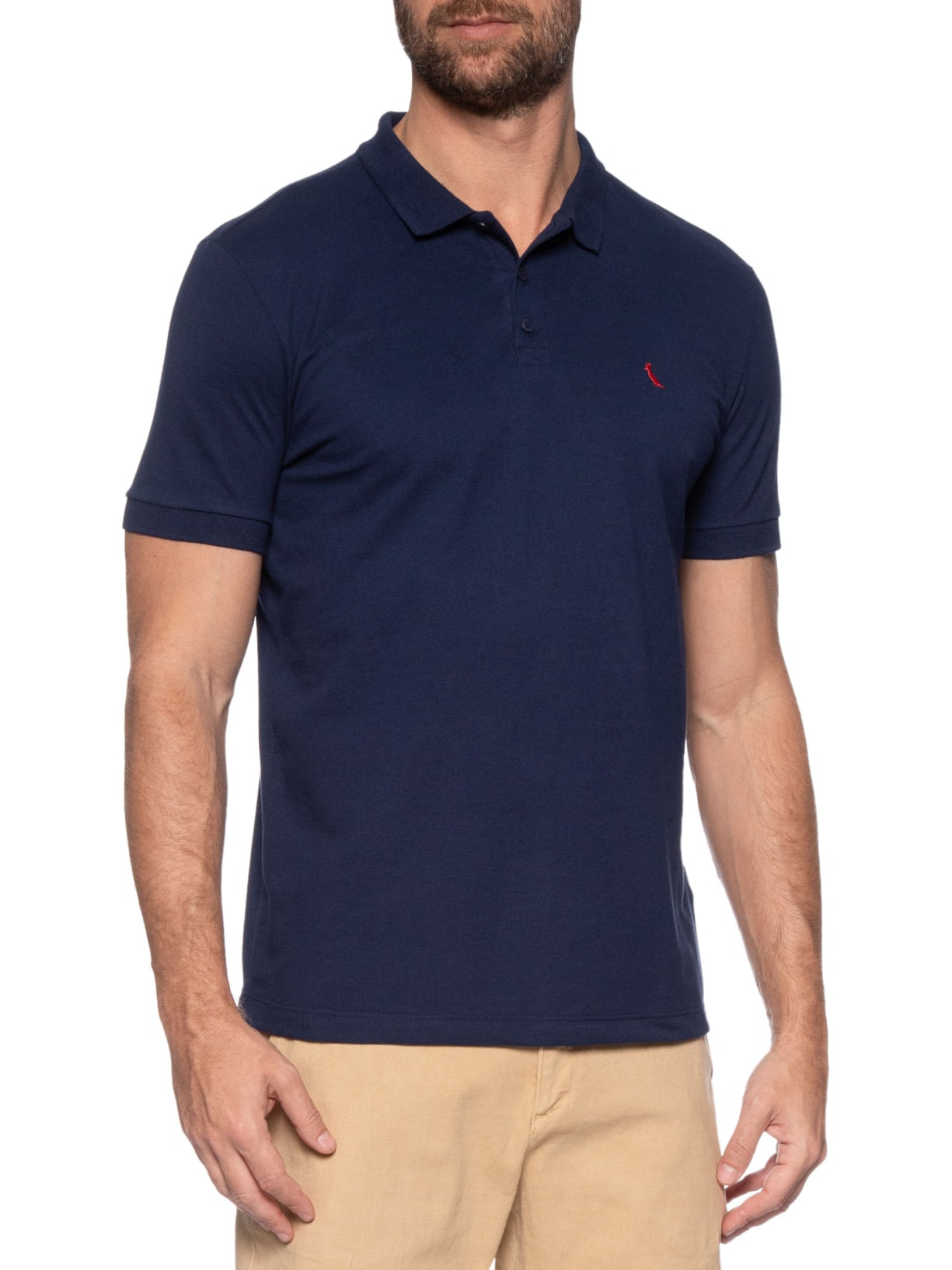 Polo Masculina Piquet Pica Pau Vermelho Azul Reserva