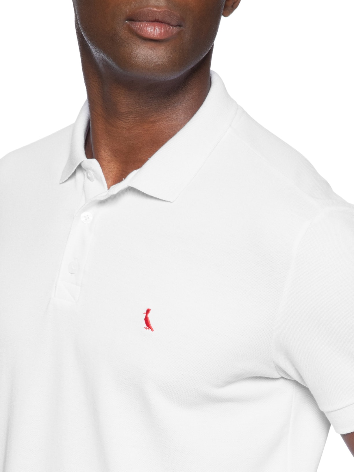 Polo Masculina Piquet Pica Pau Vermelho Branco Reserva