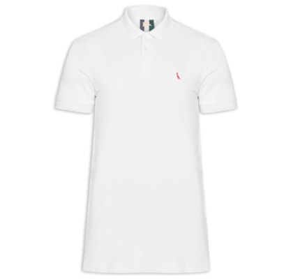 Polo Masculina Piquet Pica Pau Vermelho - Branco