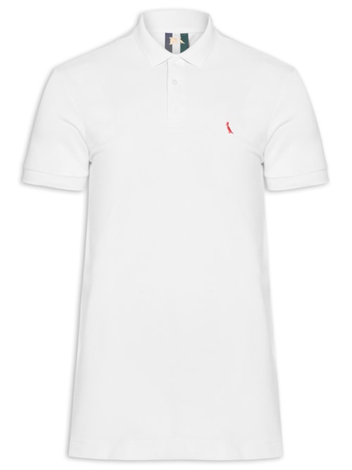 Polo Masculina Piquet Pica Pau Vermelho - Branco