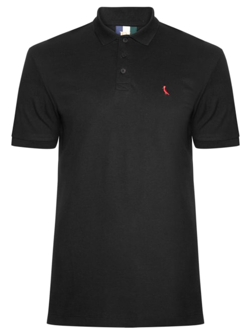Polo Masculina Piquet Pica Pau Vermelho - Preto