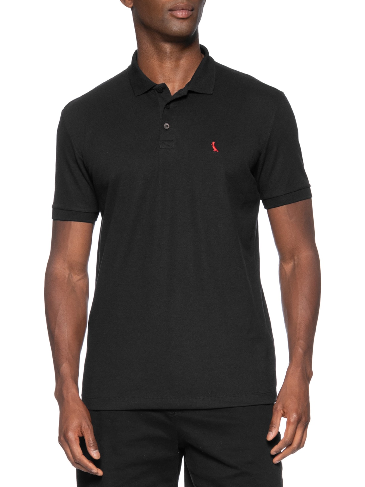 Polo Masculina Piquet Pica Pau Vermelho Preto Reserva
