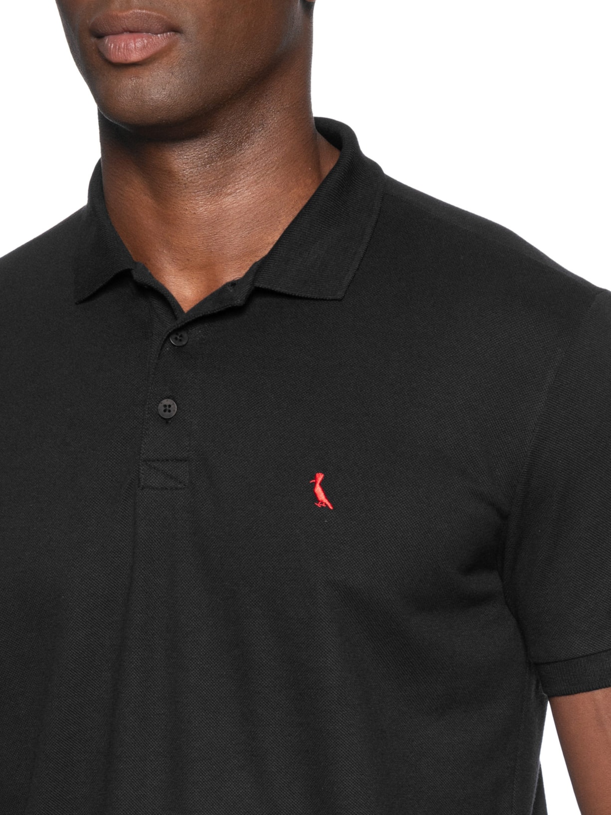 Polo Masculina Piquet Pica Pau Vermelho Preto Reserva
