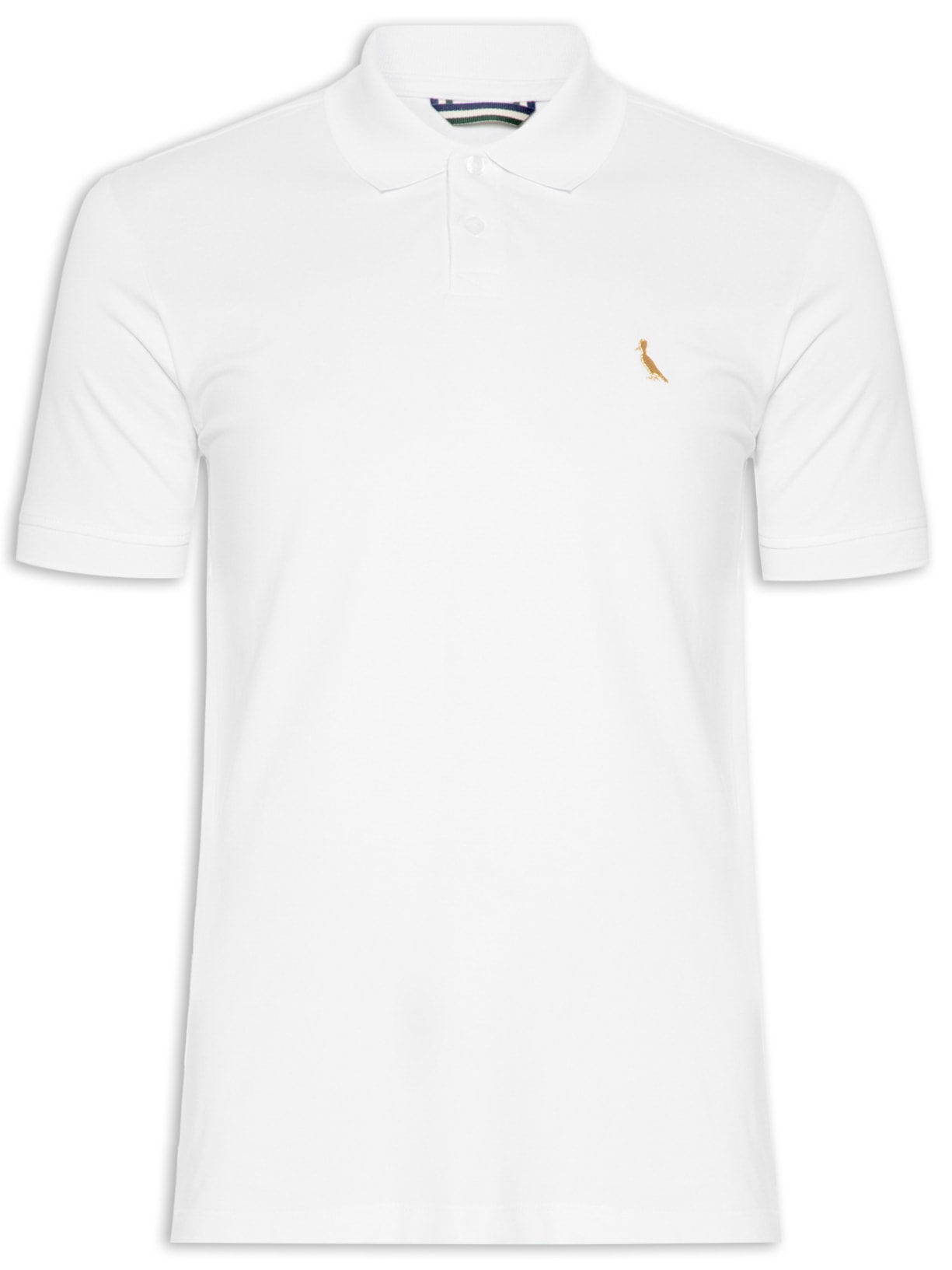 Polo Masculina Piquet Pima Enxuto Pica - Pau Golden - Branco