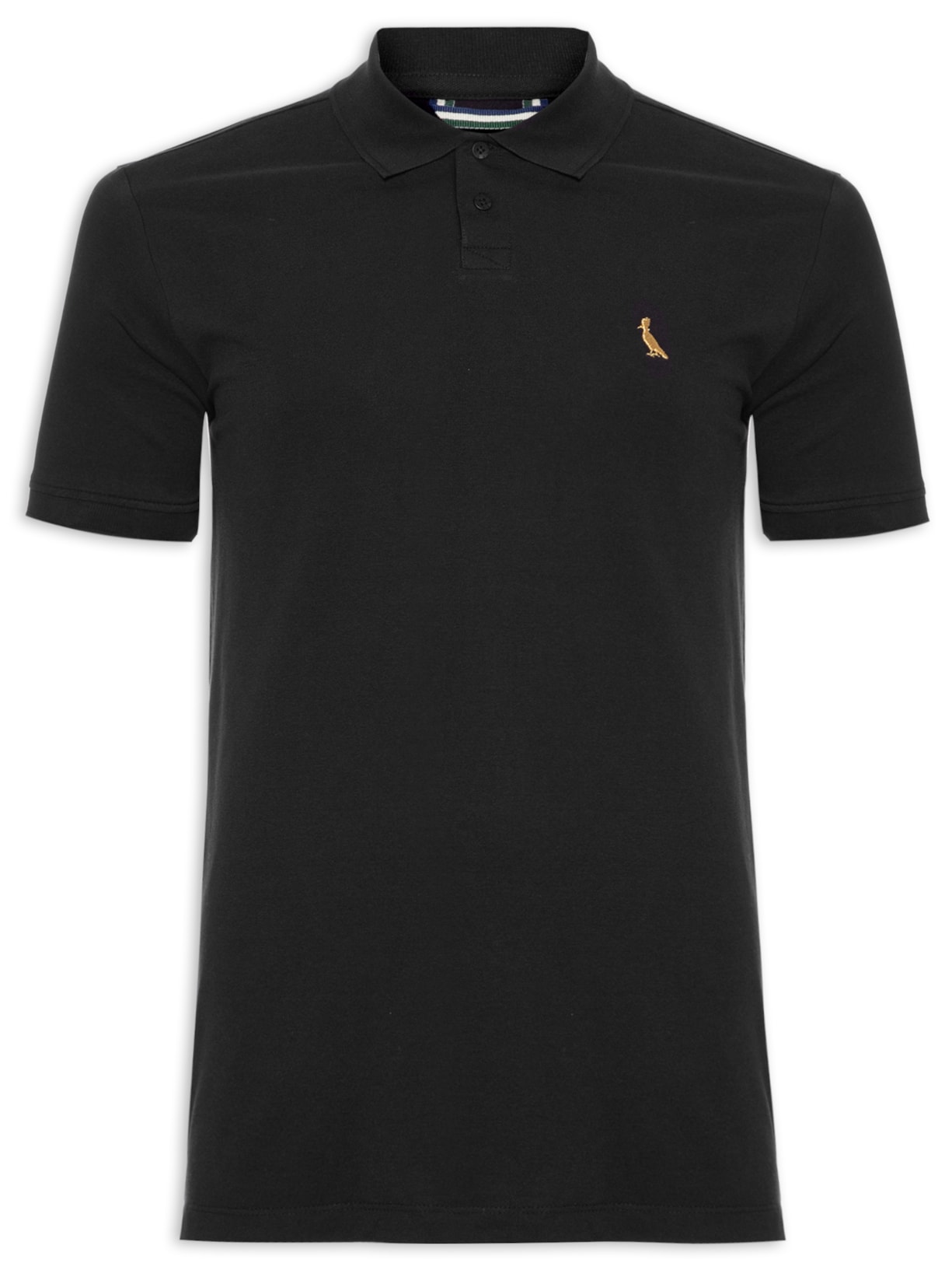 Polo Masculina Piquet Pima Enxuto Pica - Pau Golden - Preto