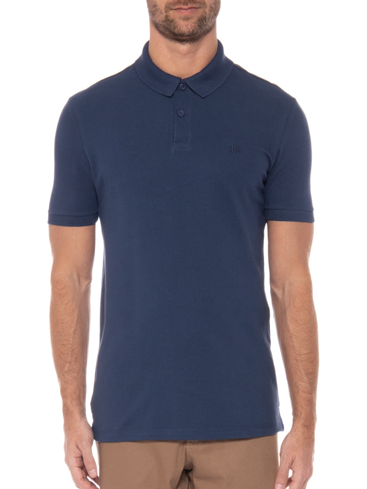 Polo Masculina Piquet Sem Friso Azul Jab