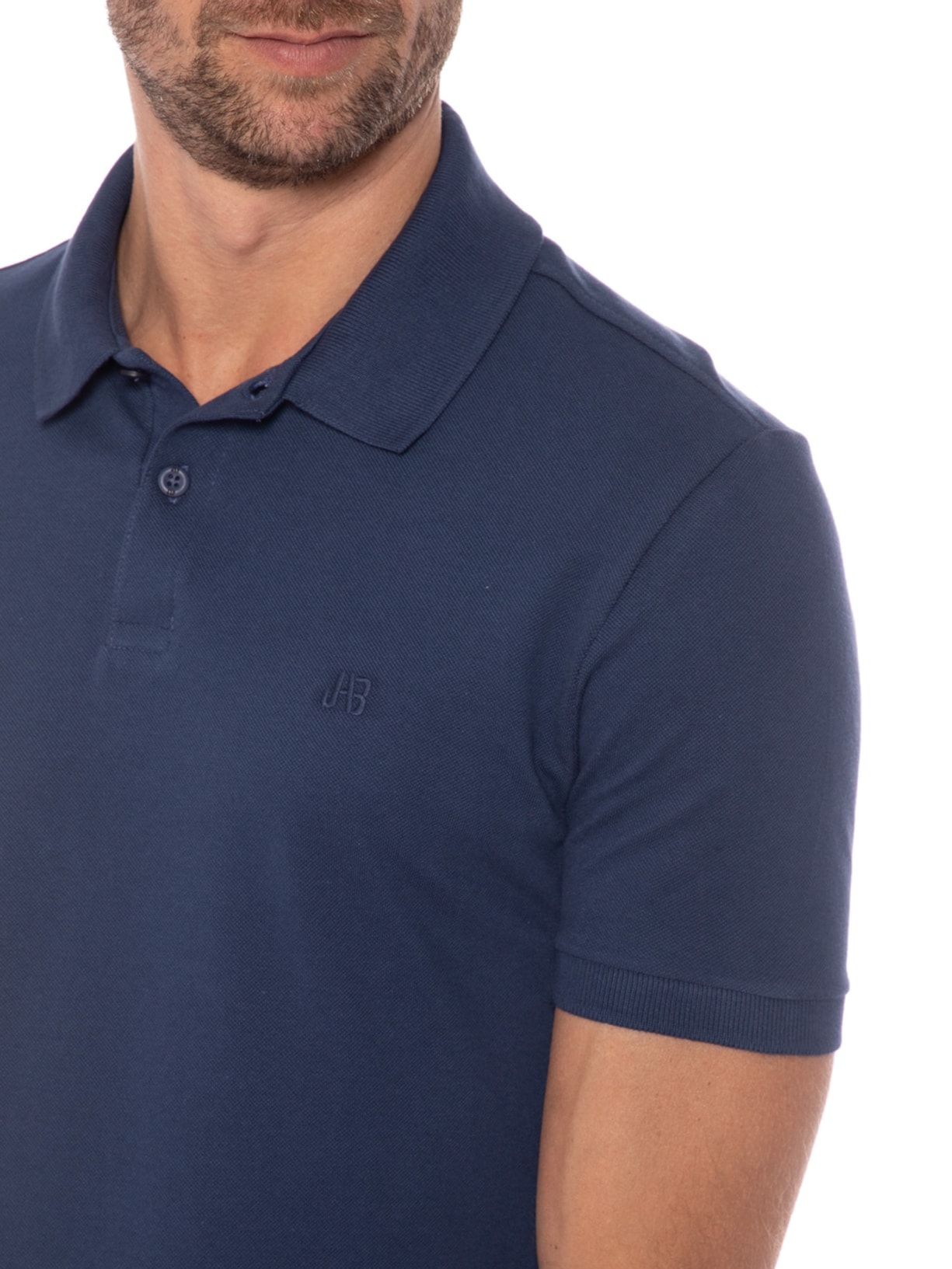 Polo Masculina Piquet Sem Friso Azul Jab