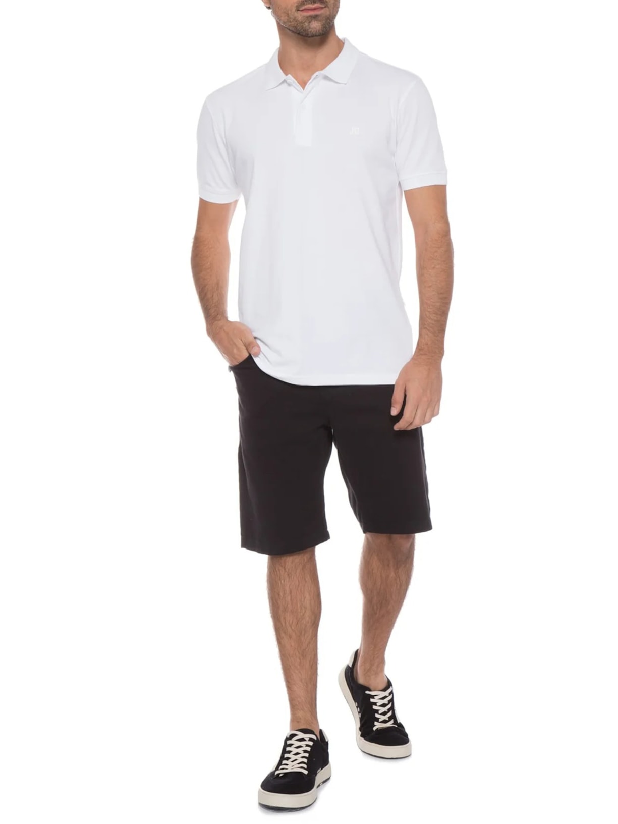 Polo Masculina Piquet Sem Friso Branco Jab