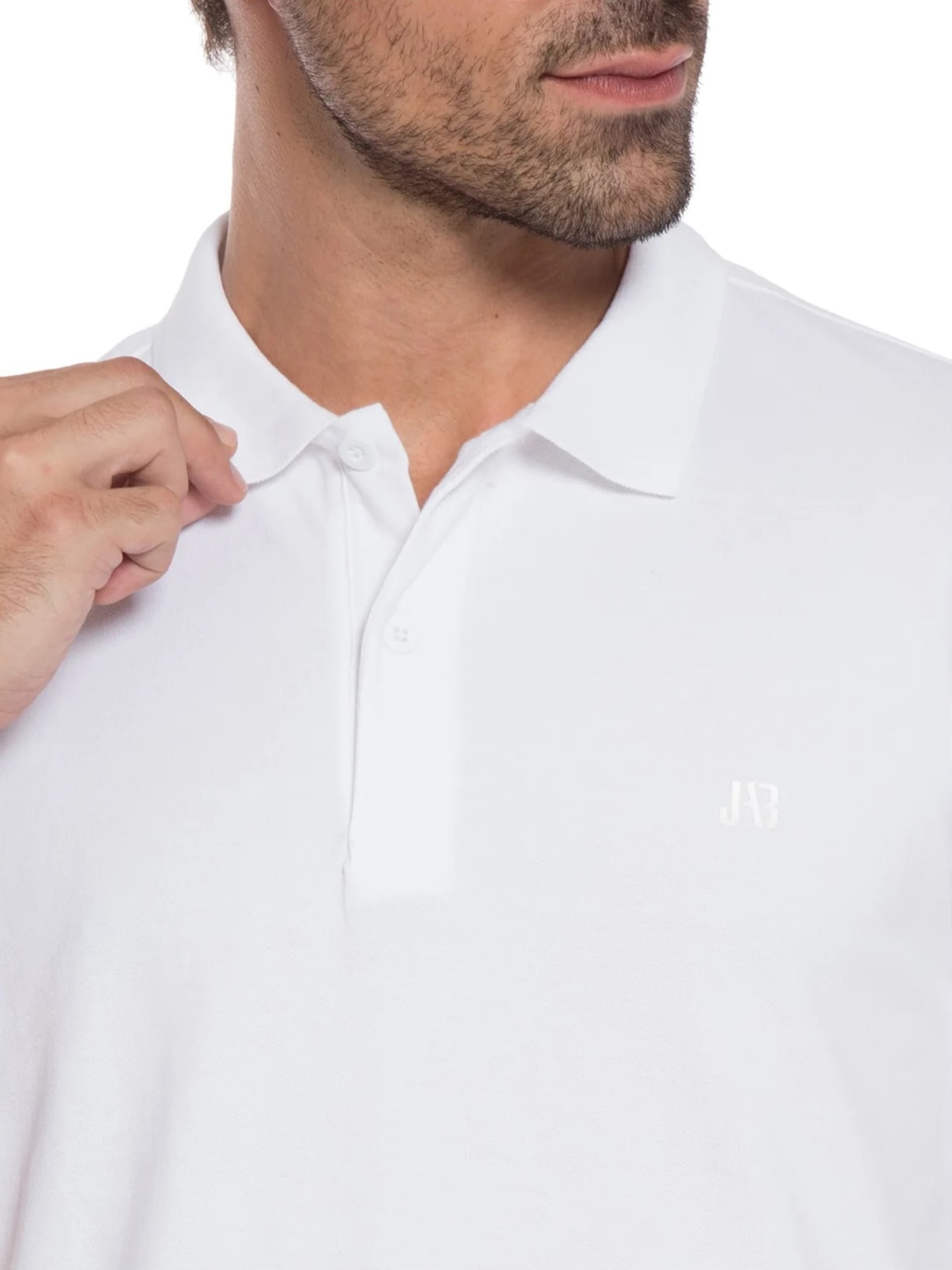 Polo Masculina Piquet Sem Friso Branco Jab