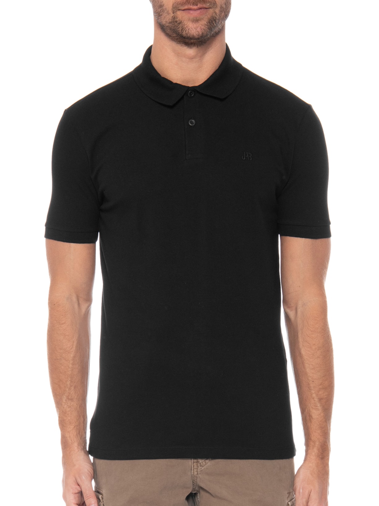 Polo Masculina Piquet Sem Friso Preto Jab
