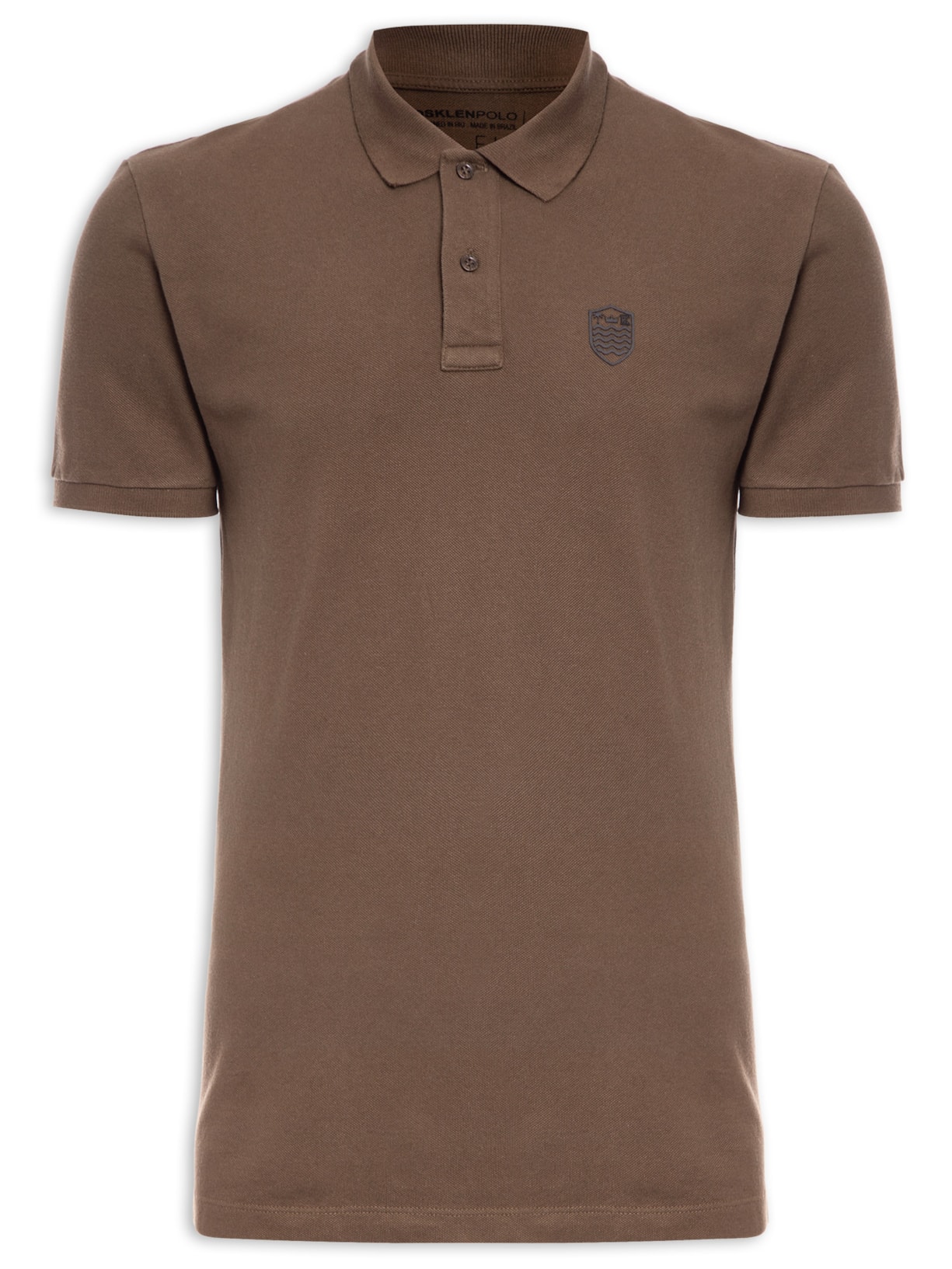 Polo Masculina Piquet Sharp Mini Brasão Embossed - Marrom