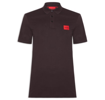 Polo Masculina Piquet Slim-Fit Red Logo - Marrom
