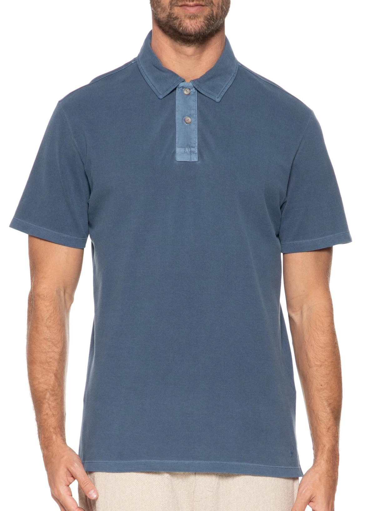 Polo Masculina Piquet Stone Azul Zapalla