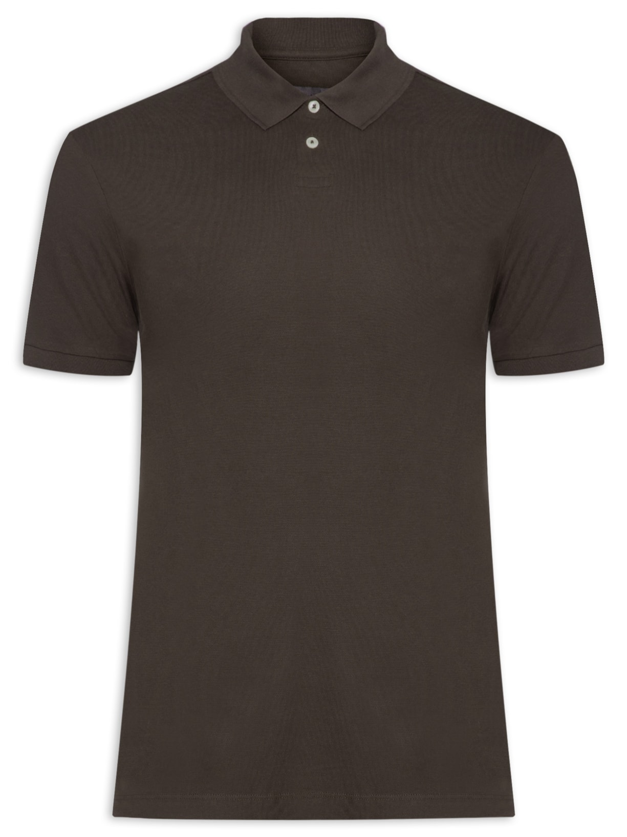 Polo Masculina Piquet Stretch Manga Curta - Marrom