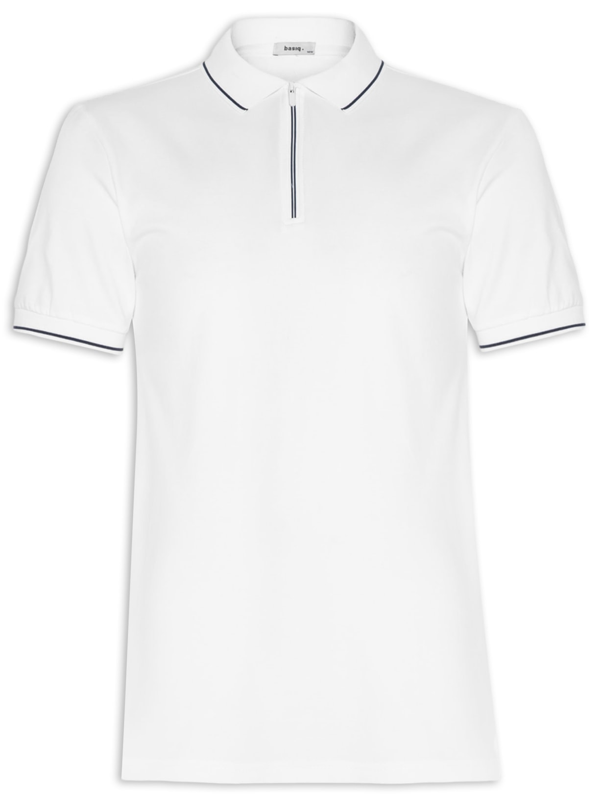 Polo Masculina Piquet Zíper - Branco