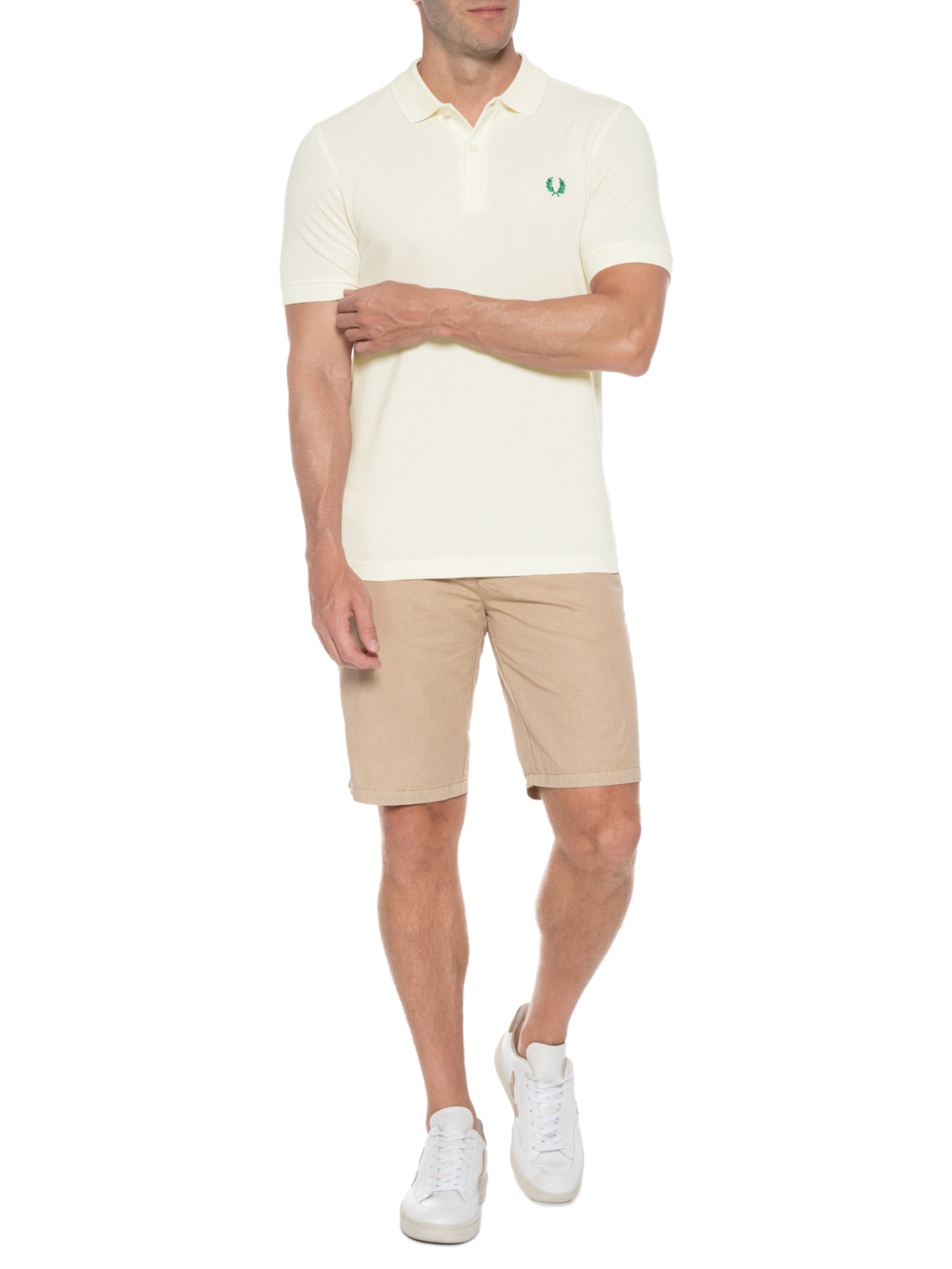 Polo Masculina Plain Shirt Off White Fred Perry