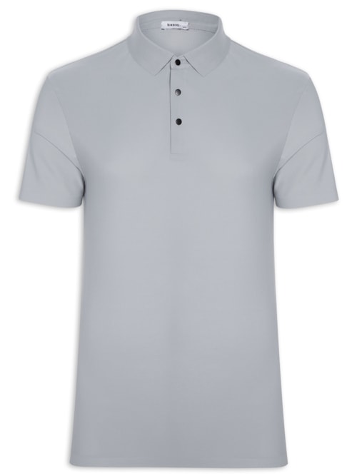 Polo Masculina Poliamida - Cinza