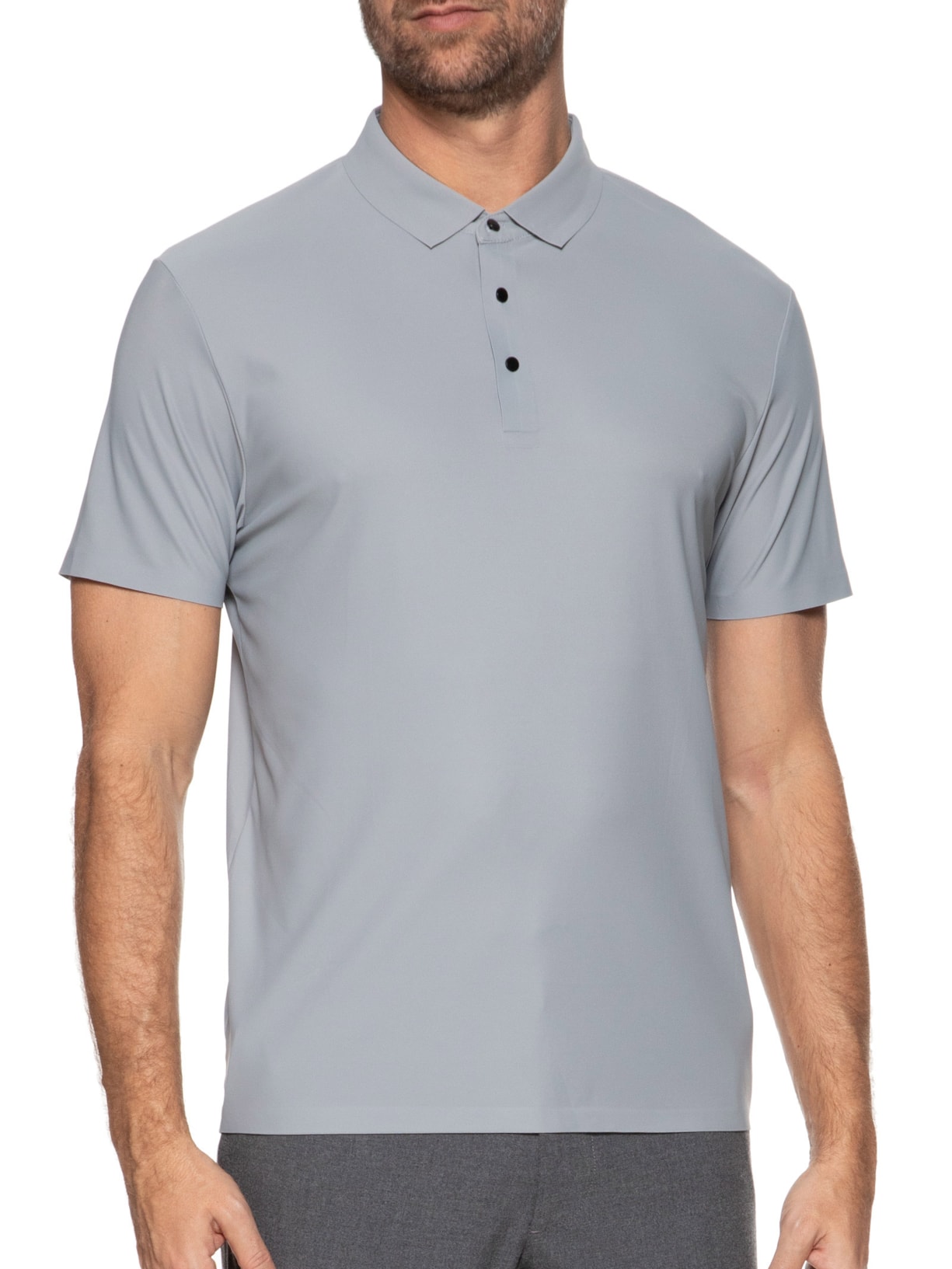 Polo Masculina Poliamida  Cinza Basiq Men