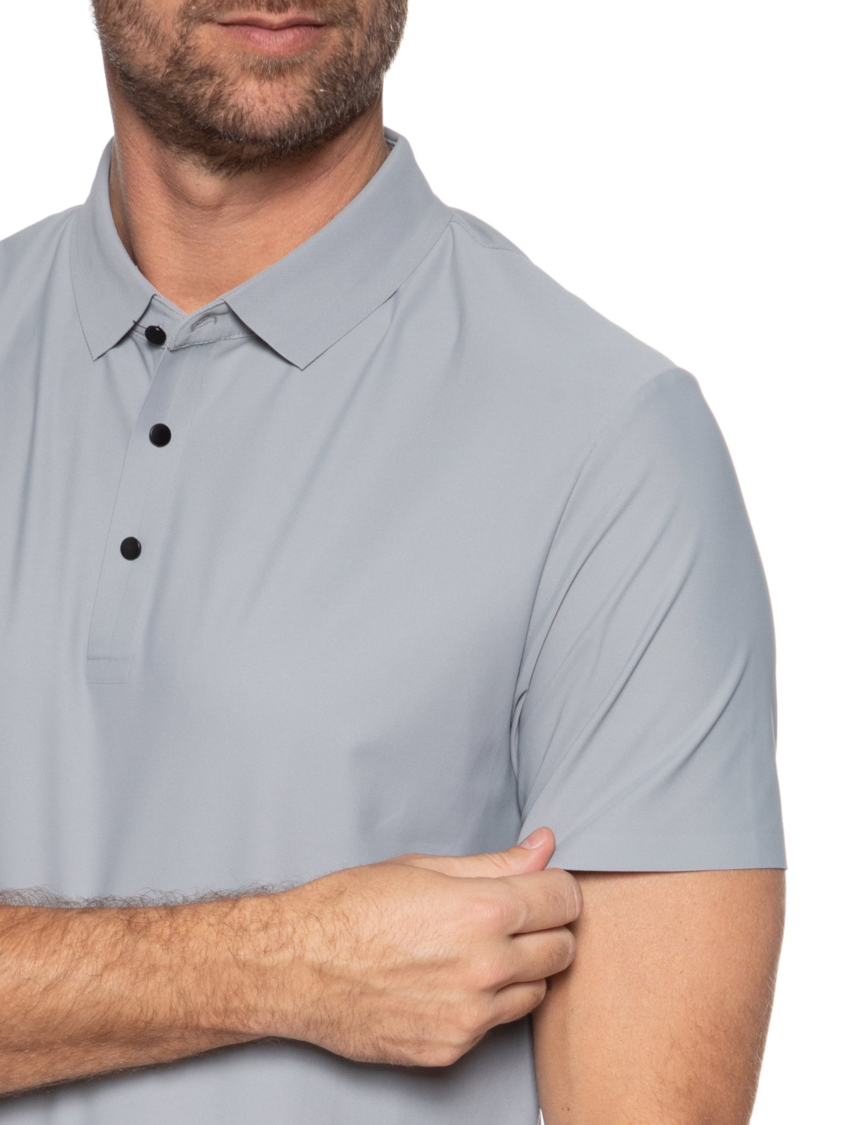 Polo Masculina Poliamida  Cinza Basiq Men