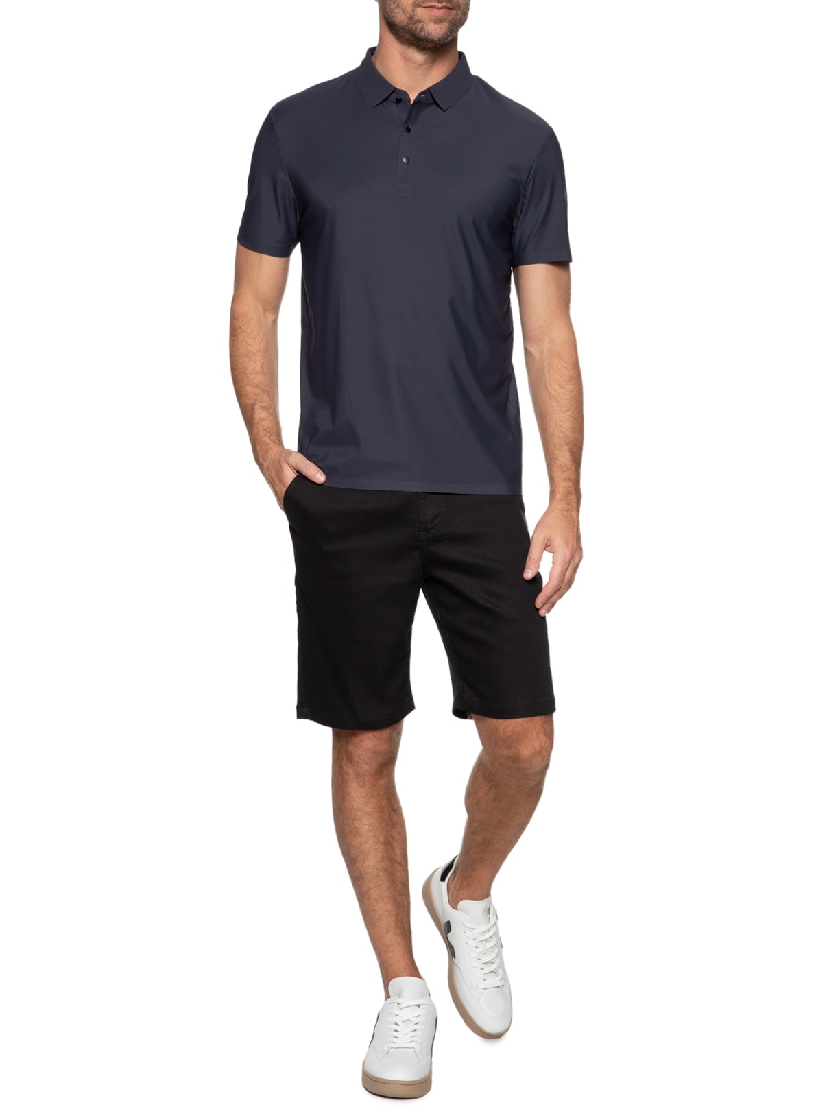 Polo Masculina Poliamida Cinza Basiq Men