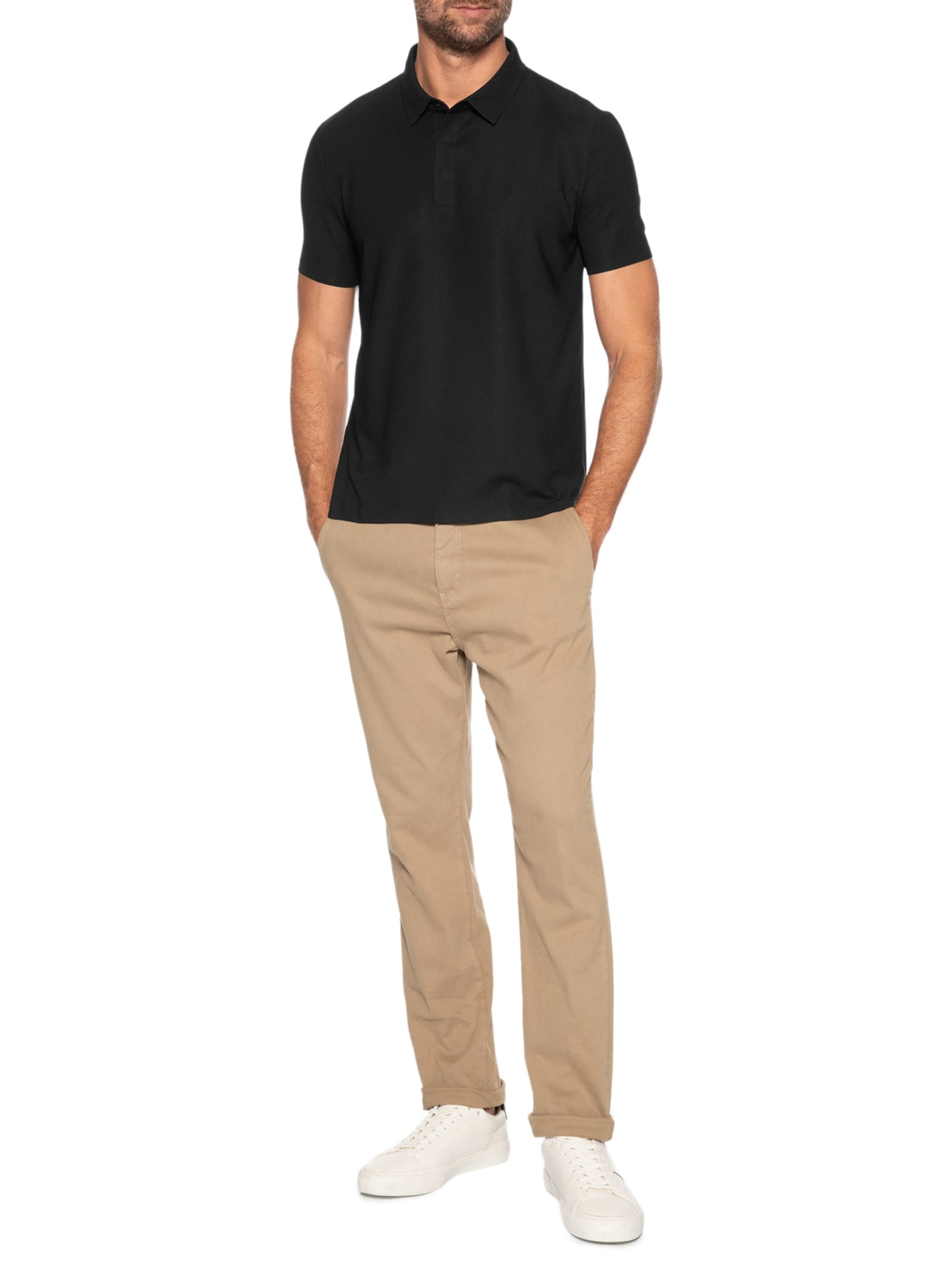 Polo Masculina Poliamida Não Amassa Preto '2 Essential