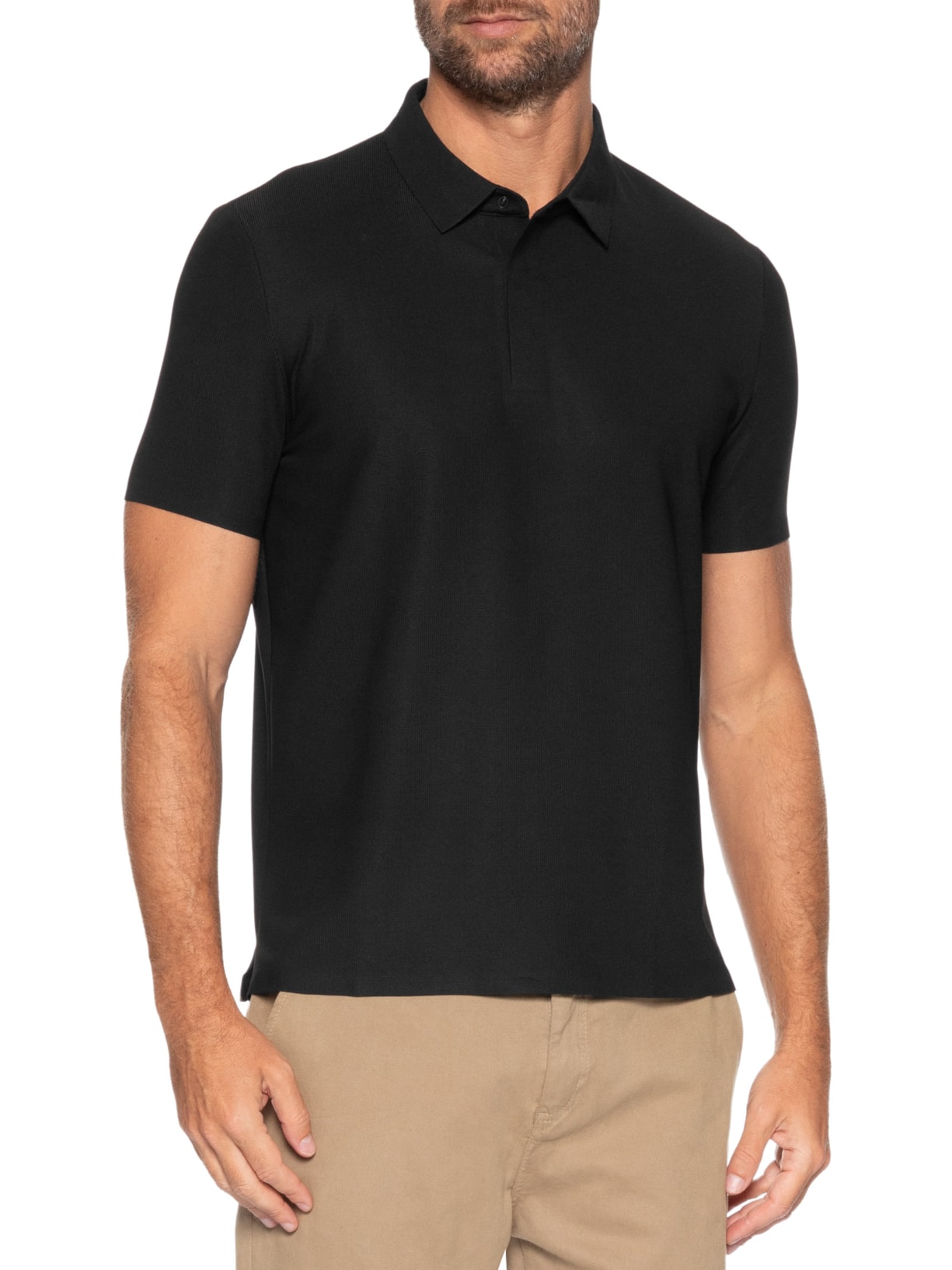 Polo Masculina Poliamida Não Amassa – Preto '2 Essential