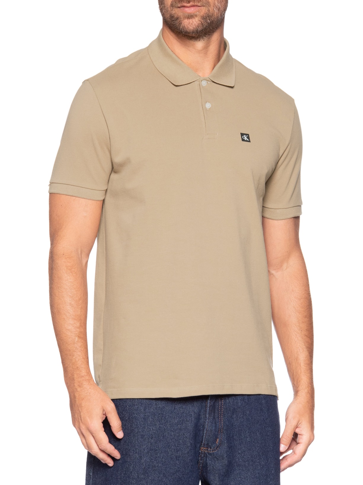 Polo Masculina Premium Em Algodão Bege Calvin Klein Jeans
