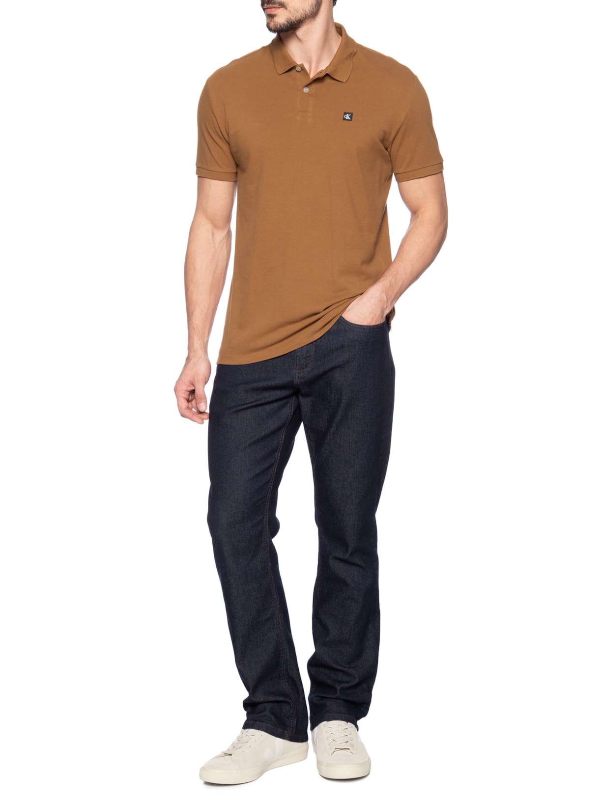 Polo Masculina Premium Em Algodão  Marrom Calvin Klein Jeans