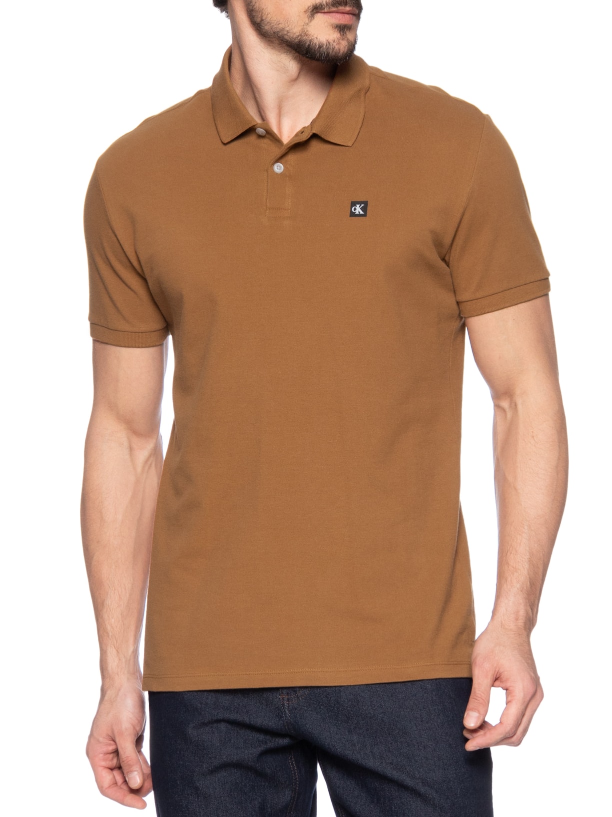Polo Masculina Premium Em Algodão  Marrom Calvin Klein Jeans