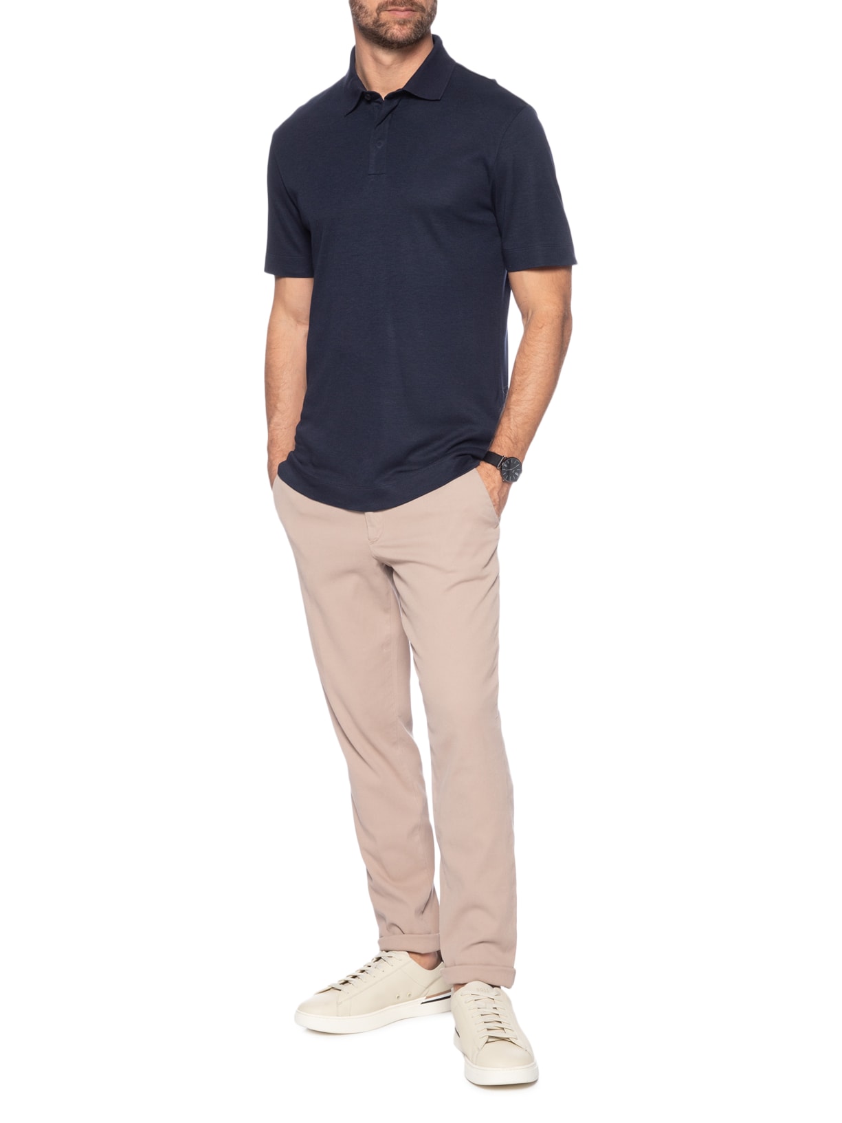 Polo Masculina Press Azul Boss