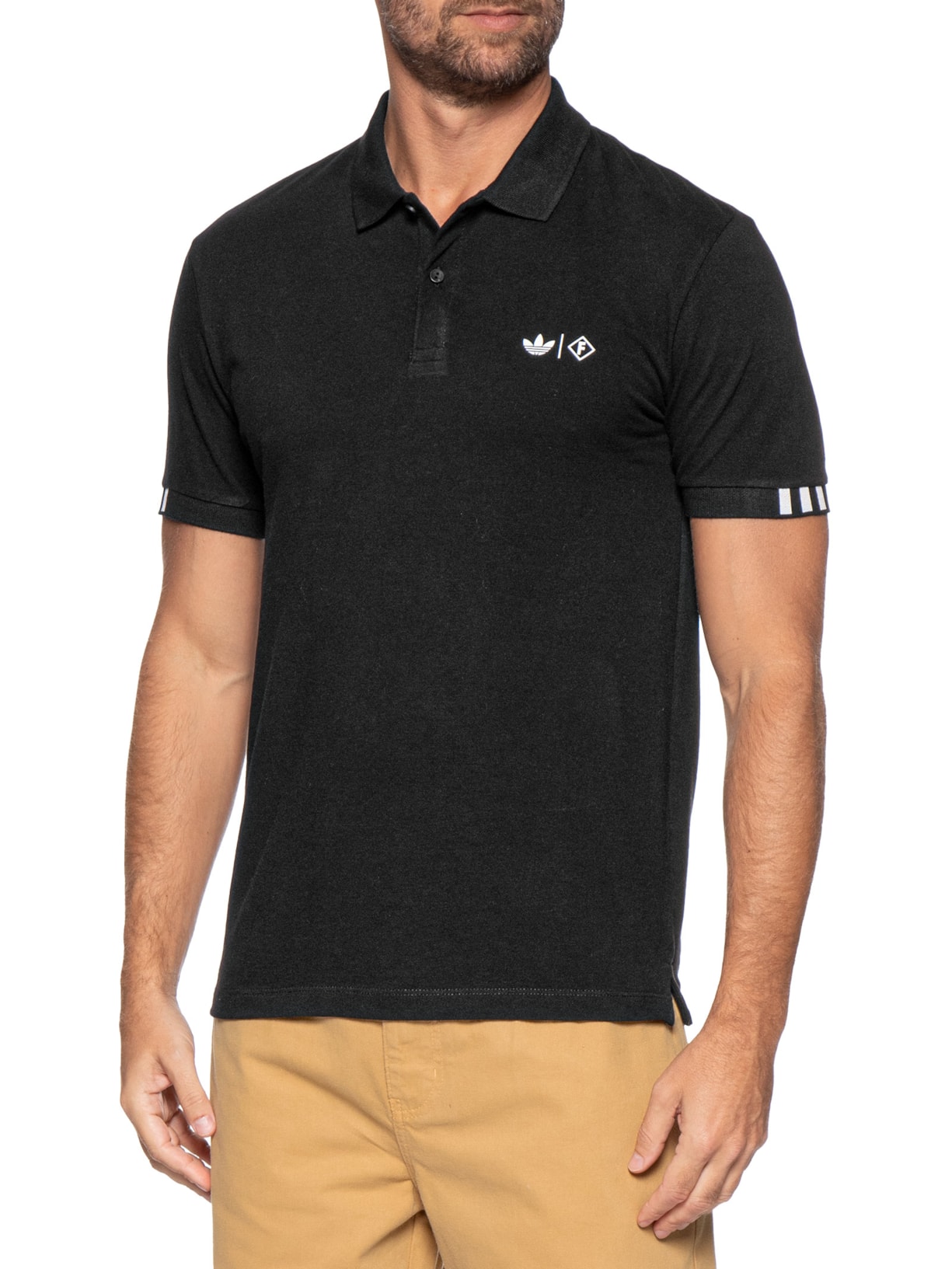 Polo Masculina Preto Forum + Adidas