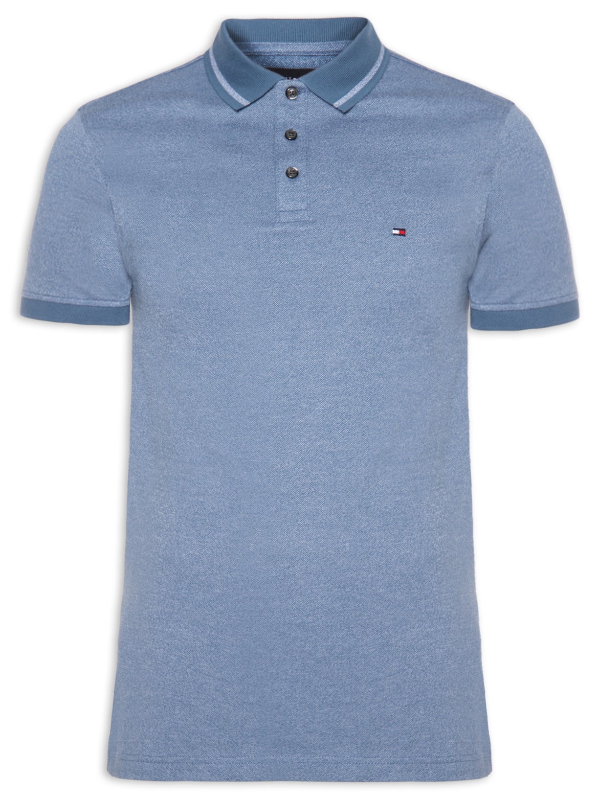 Polo Masculina Pretwist Mouline Tip - Azul