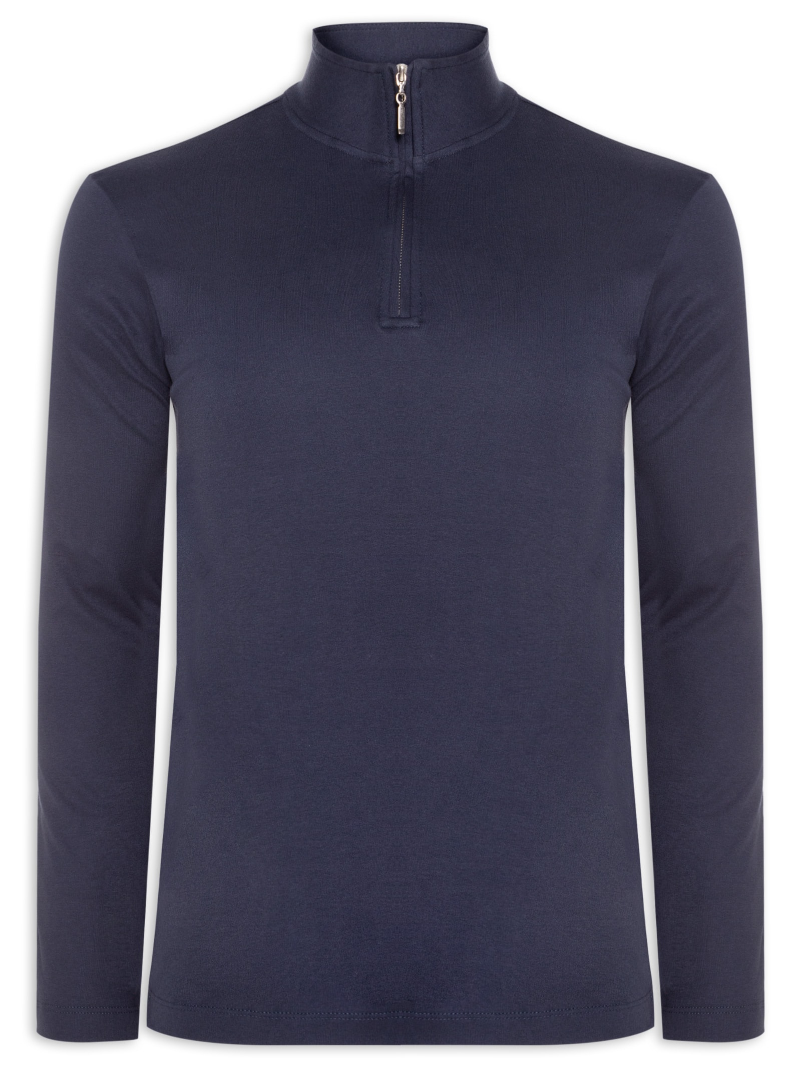 sua Polo Masculina Quarter Zip Suedine Premium Manga Longa - Azul