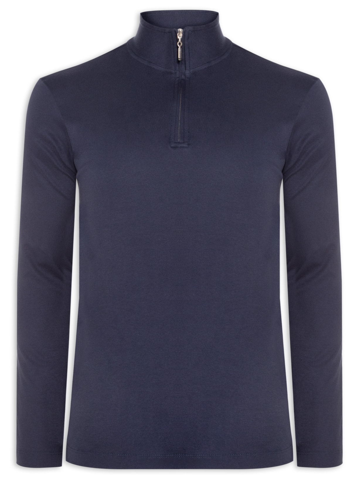 Polo Masculina Quarter Zip Suedine Premium Manga Longa Azul Paramount Alfaiataria