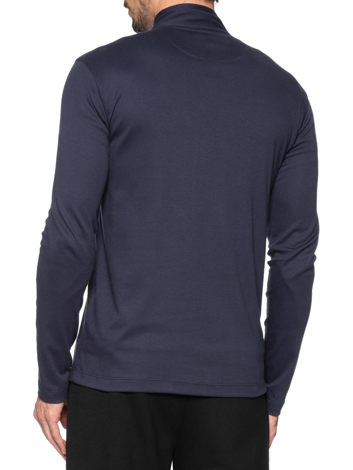 Polo Masculina Quarter Zip Suedine Premium Manga Longa Azul Paramount Alfaiataria